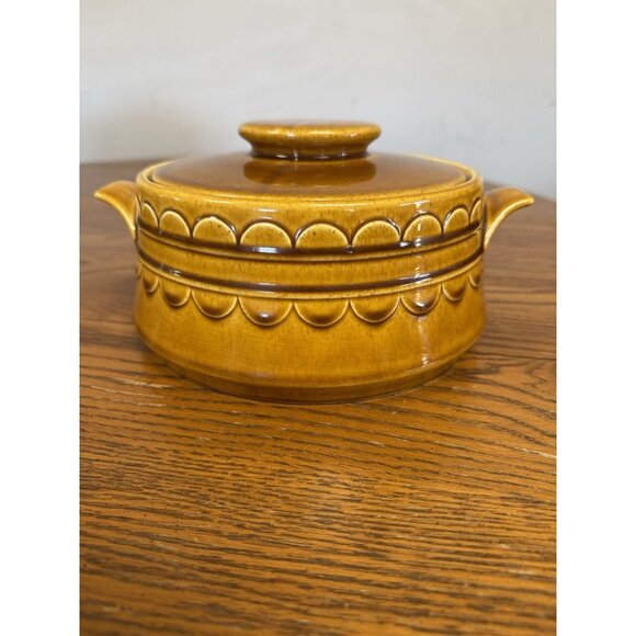 Vintage MCM Homer Laughlin Sheffield Granada Gold Covered Casserole Dish 1970 - Picture 1 of 5